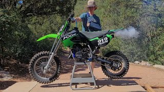 Kx65 pit bike build pt 7  first start [upl. by Suneya610]