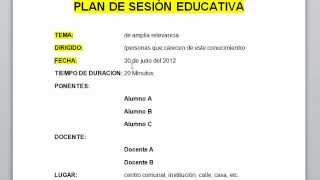 plan de sesion educativa [upl. by Lap193]