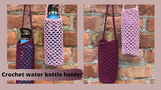 HOW TO CROCHET CROCHET WATER BOTTLE HOLDER mesh holdercarrier crochet pattern and free tutorial [upl. by Dorry341]