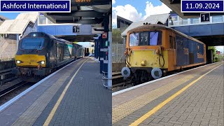 Class 68 on Nuclear amp Light Engine Class 73 Trains at Ashford International 11092024 [upl. by Jamil987]