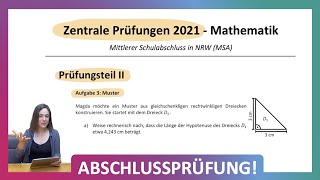 ZP 10 NRW Mathe 2021  Mittlerer Schulabschluss Realschule MSA Teil 2 A3  Dreieck rechter Winkel [upl. by Ailecara]