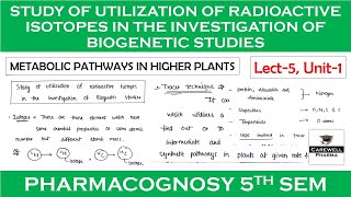 Study of Utilization of Radioactive Isotopes in the Investigation of Biogenetic Studies  L5 U1 [upl. by Dnob]