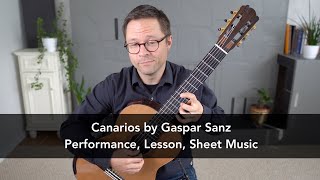 Canarios by Gaspar Sanz and Lesson for Classical Guitar [upl. by Desma]