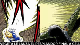 VEGETA LE LANZA EL RESPLANDOR FINAL A CELL ESCENA DE DBZ MANGA A COLOR [upl. by Peatroy813]