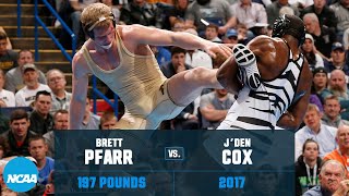 Jden Cox vs Brett Pfarr 2017 NCAA wrestling championships 197 lb [upl. by Lyell610]