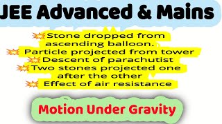 311 JEE Adv  motion under gravity  Time of flight of particle projected from a tower of height H [upl. by Ahsiemaj]