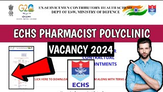 ECHS Pharmacist Vacancy 2024  Pharmacist Recruitment At ECHS Ministery Of Defence [upl. by Thunell]