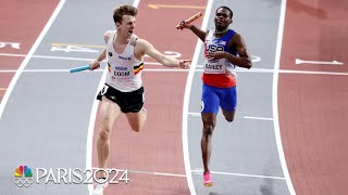 USA 4x400 gold medal hopes Doomed by Belgian anchor rally at Indoor Worlds  NBC Sports [upl. by Ogait]