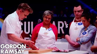 How to Cut Pork Fillet Steaks from the Loin  Gordon Ramsay [upl. by Ahsinoj]