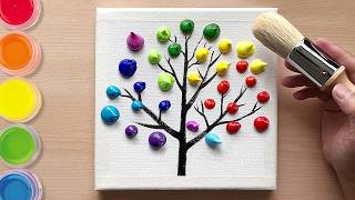 Easy 3Step Rainbow Tree Painting in 5 Minutes  Easy painting for beginners [upl. by Yarvis]