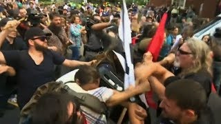 Violent clash at white nationalist rally [upl. by Einnod]