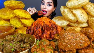 ASMR Eating Spicy Mutton CurryWhole Chicken CurryLollipopRicePoori Big Bites ASMR Eating Mukbang [upl. by Neitsirhc]