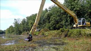 Long Reach Excavator Dredging Canal [upl. by Aillicsirp]