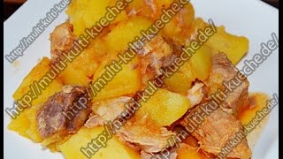 Gulasch Rezept EINFACH  Geschmortes Fleisch mit Kartoffeln  Gulasch aus dem Schnellkochtopf [upl. by Enilemme422]