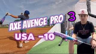 The New AXE AVENGE PRO 3 USA 2 PIECE COMPOSITE BAT  FIRST HITS [upl. by Lehsar]