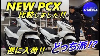 NEW PCXとJF81型PCXの見た目、メーター、足つき、収納力を比較をしました♪1月29日金～2月4日木試乗出来ます。HONDA PCX ユーメディア [upl. by Leahcam]