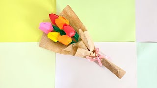 How to make Paper Tulip Bouquet  Easy Origami [upl. by Oconnor591]