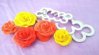 How to make FondantSugarpaste Roses using Rose Cutter [upl. by Phenica]