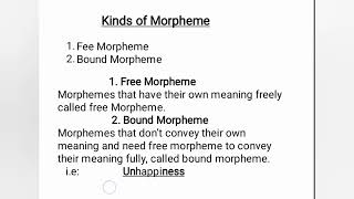 Morpheme  Morph  Allomorph  Types of Morpheme Free and Bound morpheme [upl. by Elay]