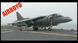 AV8B Harrier IIs Landing And Takeoff USS Kearsarge LHD 3 [upl. by Alvira]