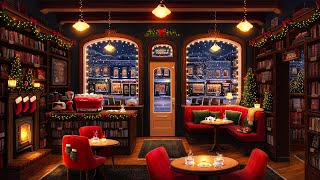 Christmas Coffee Shop Bookstore Ambience with Instrumental Jazz Christmas Music amp Fireplace [upl. by Halie717]