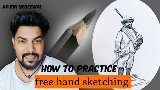 freestyle sketch  how to draw freehand sketch  Figure drawing tutorial for beginners [upl. by Feenah759]