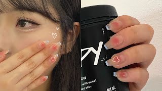 do korean gel nails with me blush french tip nails 💗 nail therapy ep 3 [upl. by Sosna]