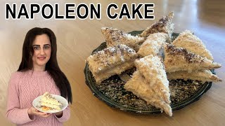 Easy and Delicious Napoleon Cake Mille Feuille Recipe [upl. by Hanshaw]