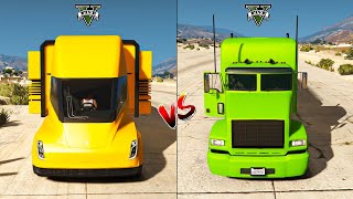 TESLA SEMI TRUCK VS NORMAL TRUCK in GTA 5  WHICH IS BEST [upl. by Ahtamas]