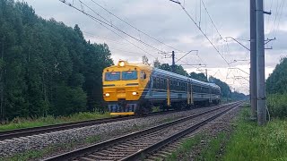 Latvian DMU with interesting and unusual livery DMU DR1A227 near Jumprava stop [upl. by Pinto178]