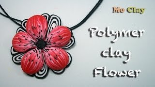 Polymer Clay  Fimo Flower tutorial  Pendant charm [upl. by Ellerol]