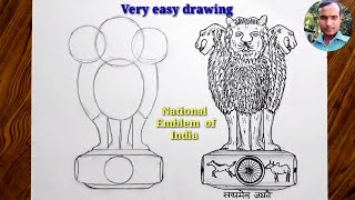 How to draw national emblem of India step by step so easy [upl. by Prebo]