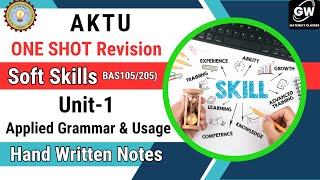 UNIT 1 ONE SHOT I APPLIED GRAMMAR AND USAGE I SOFT SKILLS I AKTU I GATEWAY CLASSES [upl. by Acceb]