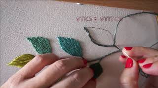 Leaf Filling with Stem Stitch  Embroidery Tutorial [upl. by Ajnin]