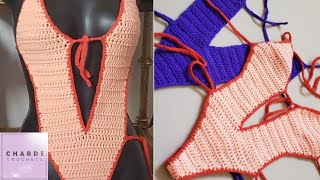 Crochet Simple Cheeky Monokini  Crochet One Piece Bikini Tutorial Small Medium Large 1X 2X 3X [upl. by Aikym]