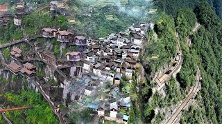 Village on the cliff  Amazing Chinese natural landscape  The Ancient Natural Power [upl. by Clift]