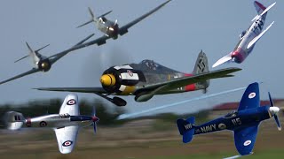 Loud Fast amp Low Aircraft Flybys  Piston powered fighters [upl. by Lothaire]