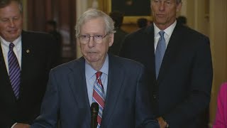 Video Mitch McConnell freezes up during news conference [upl. by Beshore]