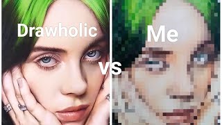 Drawholic vs Me Competition Drawing Billie Eilish using Derwent Lightfast drawholic [upl. by Ahsahs952]