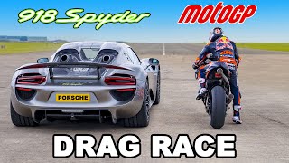 Porsche 918 Spyder v Red Bull MotoGP Bike DRAG RACE [upl. by Medin]