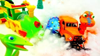 The snowplow for kids amp the Dinosaur Toy Train [upl. by Eneres302]