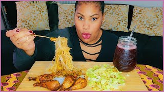 FRIED CHICKEN SALAD NOODLES MUKBANG┃chitchat [upl. by Airahs383]