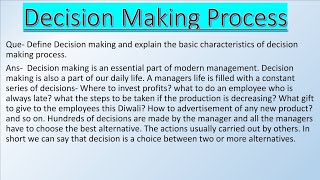 What is decision making process Explanation in hindi  Management concept Mba aktu [upl. by Eudocia496]