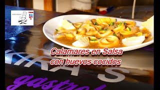 Cómo hacer CALAMARES EN SALSA con HUEVOS COCIDOS 🐟 🥨 [upl. by Udenihc]