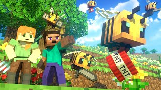 BEES FIGHT  Alex and Steve Life Minecraft Animation [upl. by Ancalin]