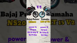 Bajaj Pulsar NS200 vs Yamaha MT 15 V2 Full Comparison🥰ns200 mt15 r15 ytshorts ns400 ns160 [upl. by Ayekin695]