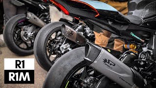 Yamaha R1 amp Yamaha R1M Exhaust Sound  Spark amp Akrapovic Exhaust  4K [upl. by Bushey707]