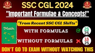 quotSSC CGL 2024 Important Formulae 🔥 amp Concepts from Recent Shifts  Analysis  Exam Revisionquot ssc [upl. by Desimone]