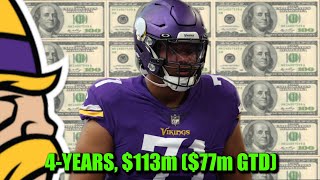 Minnesota Vikings Sign LT Christian Darrisaw to a 4Year 113M Contract 77M GTD [upl. by Irianat]