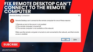 Fix Remote Desktop Cant Connect To the Remote Computer For One Of These Reasons [upl. by Caddaric]